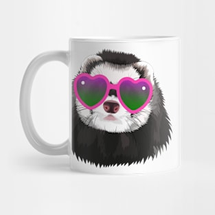 Cute Ferret in Heart Sunglasses Mug